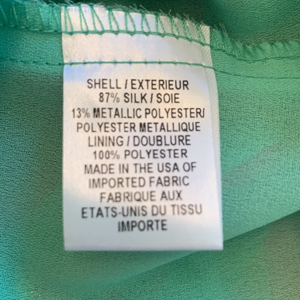 Milly New York Blouse Resort Silk Tropical Green Pink Gold Womens Size 6 - Picture 15 of 16
